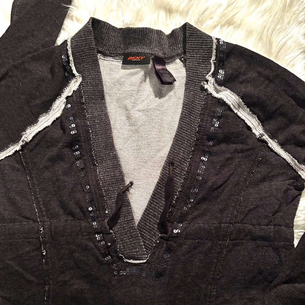 DKNY Black Sequin Active Sweater